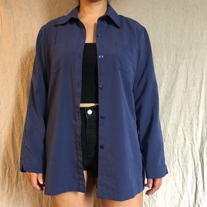 Vintage 90s Oversized Navy Erika Indigo Buttondown Shirt (Part of Matching Set)
